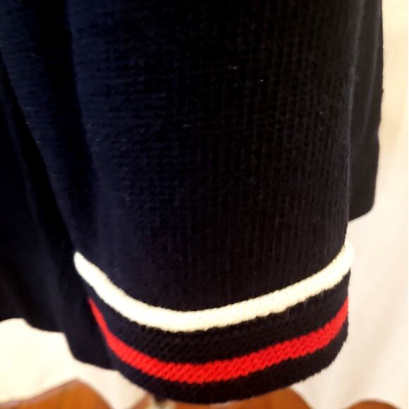 Talbots Blue Open Front Cardigan Sweater Red White Stripe Trim | SZ 3X | NWT - Picture 8 of 11